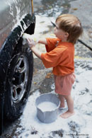 Child washing car; Size=130 pixels wide